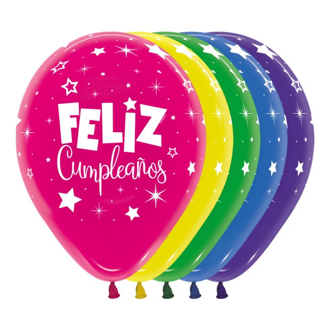 Globo Latex R12 Sempertex Duo Surt Feliz Cumpleaños Fantasia / 30cm
