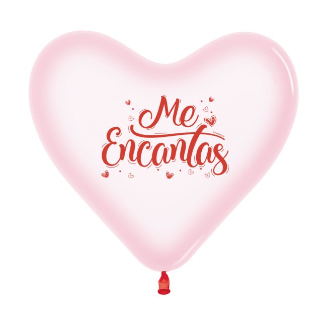 Globo Latex Forma Corazon Me Encantas Rosado Cristal 2 Caras 30cm