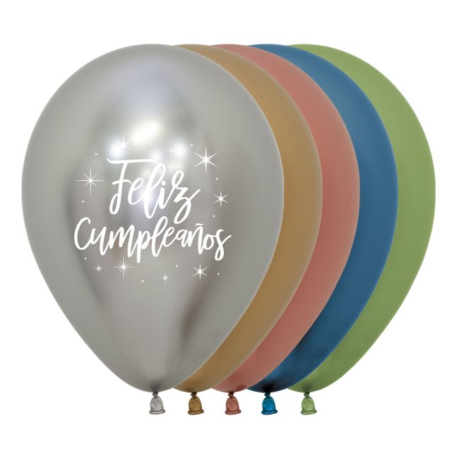 Globo Latex R12 Sempertex Surtido Reflex 900 Feliz Cumplaños Radiante 30cm