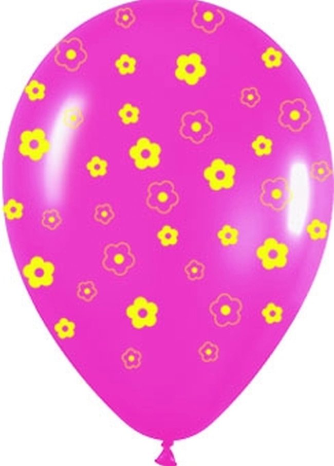 Globo Latex R12 Sempertex Surtido Amarillo y fucsia Margaritas 30cm***OFERTA DTO NO ACUMULABLE