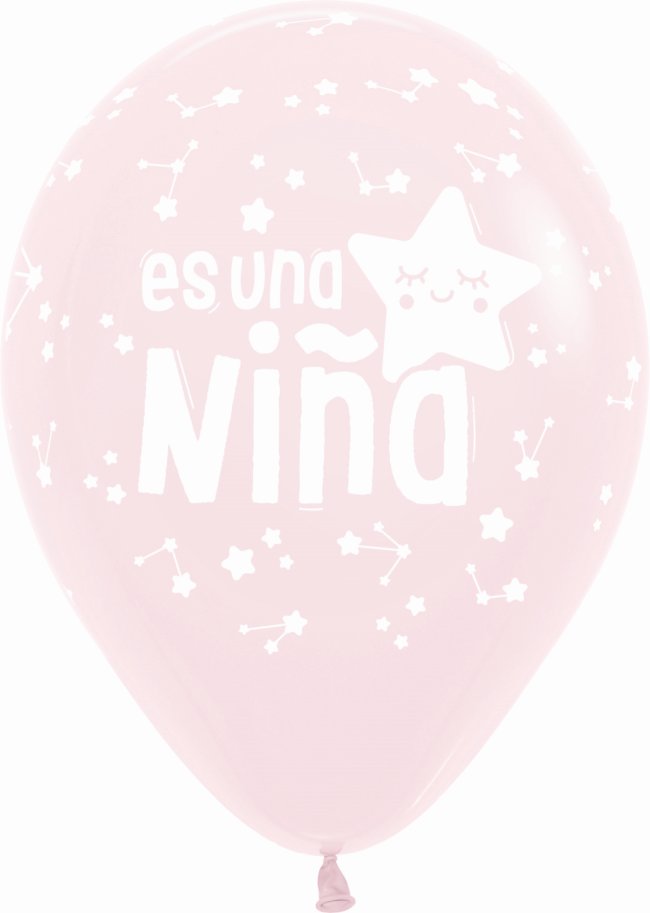 Globo Latex R12 Sempertex Pastel Rosa 609 Es Una Niña Estrellas 30cm