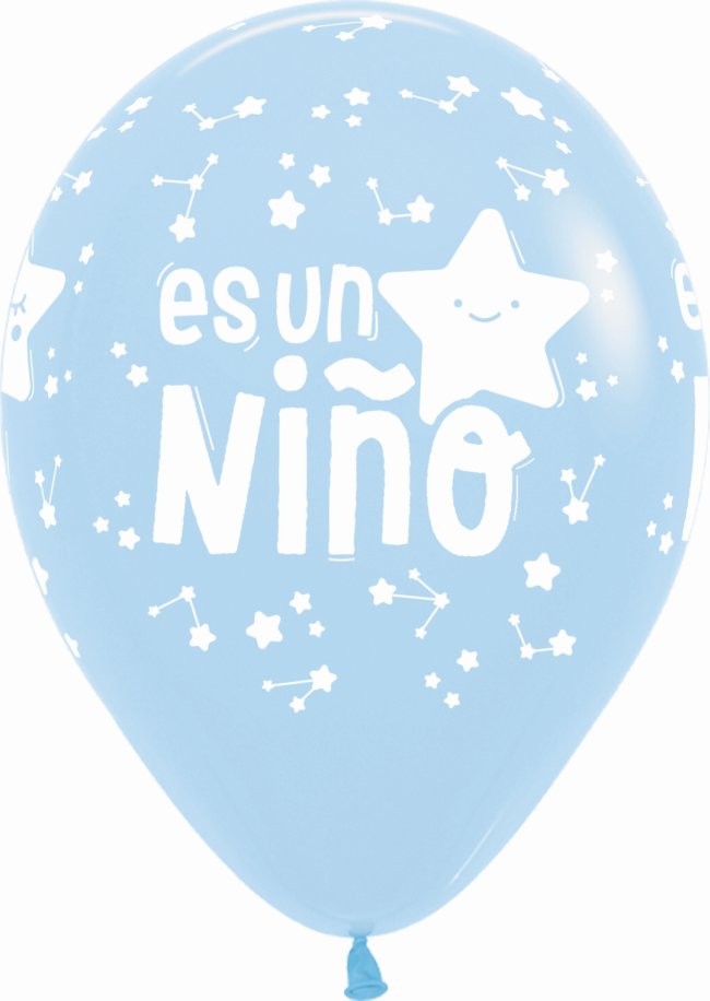 Globo Latex R12 Sempertex Pastel Azul 640 Es Un Niño Estrellas 30cm