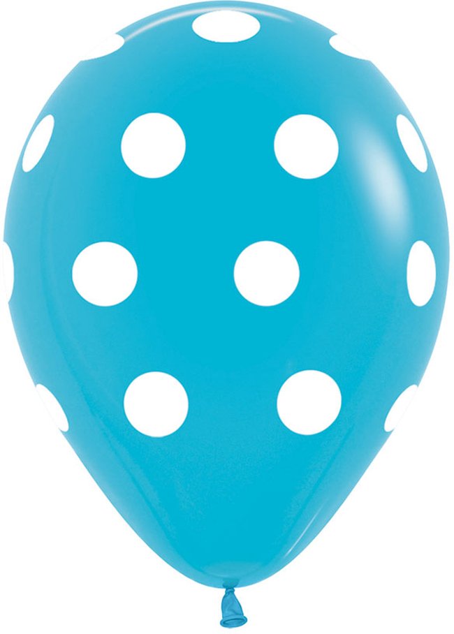 Globo Latex R12 Sempertex Fashion Solido Azul Caribe Puntos Blancos 30cm