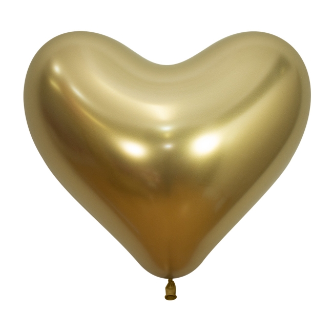 Globo Latex R14 Sempertex Forma Corazon Reflex Dorado 35cm BOLSAS DE 12