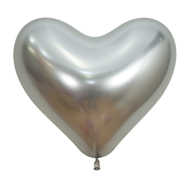 Globo Latex R14 Sempertex Forma Corazon Reflex Plata 35cm BOLSAS DE 12