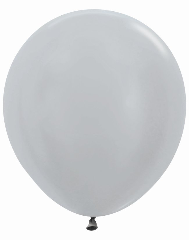 Globo Latex R18 Sempertex Satin Plata 45cm En Bolsa De 6 Unidades