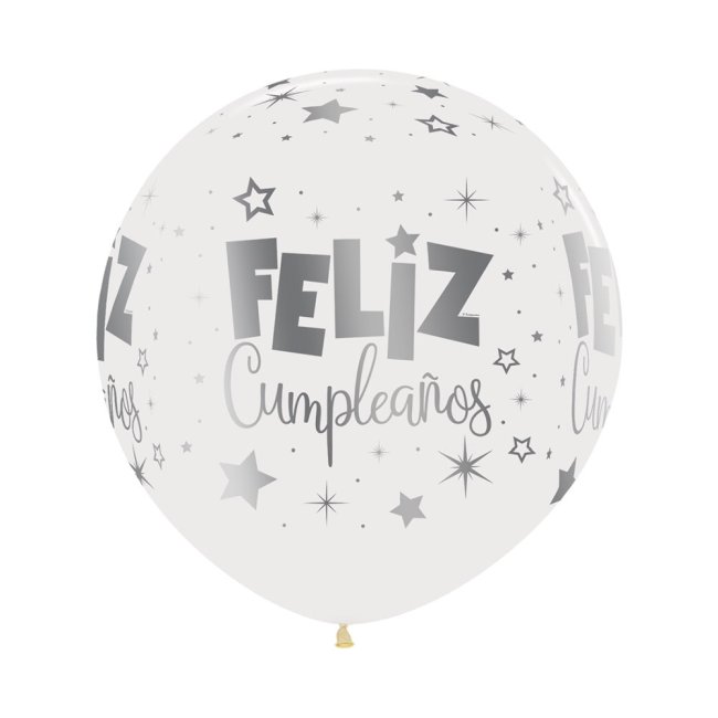 Globo Latex R24 Sempertex Cristal Feliz Cumpleaños Tinta Metal 60cm