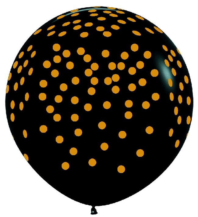 Globo Latex R36 Sempertex Fashion Solido Negro Confetti Dorado 91,5cm ***OFERTA DTO NO ACUMULABLE