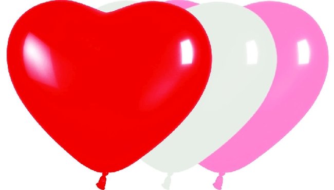 Globo Latex R6 Sempertex Forma Corazon Rojo-Blanco-Rosa-Fucsia 15cm