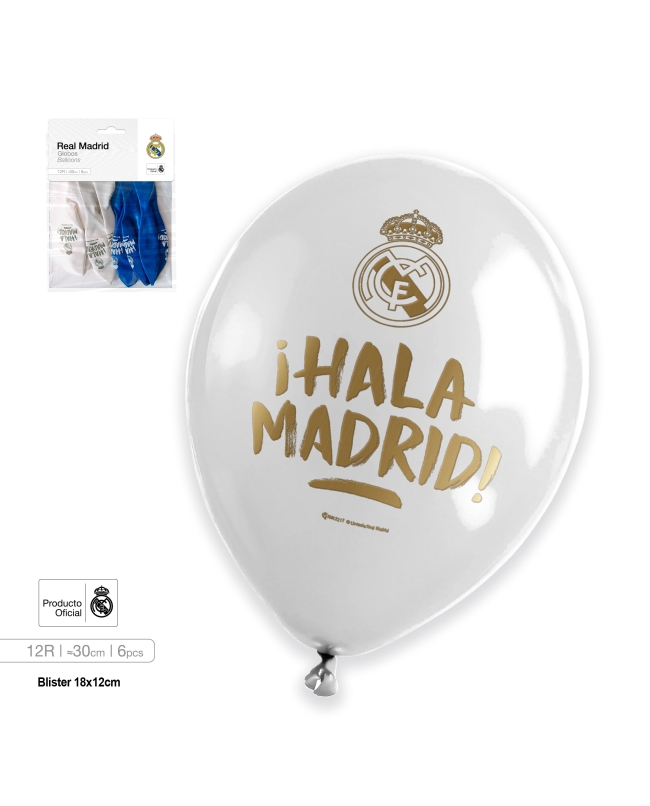 Globos Latex Bl-Az Hala Madrid 30cm ***OFERTA DTO NO ACUMULABLE
