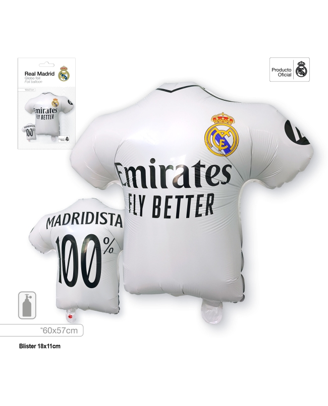 Globo Foil Camiseta Real Madrid 60 X 57cm ***OFERTA DTO NO ACUMULABLE