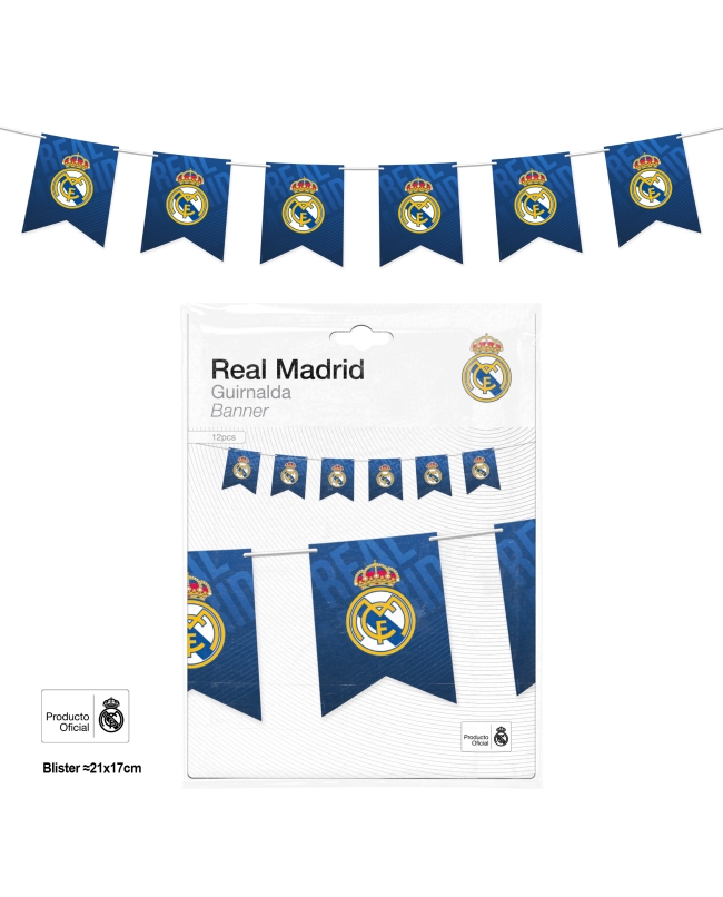 Guirnalda 12 Banderines Azul Real Madrid ***OFERTA DTO NO ACUMULABLE