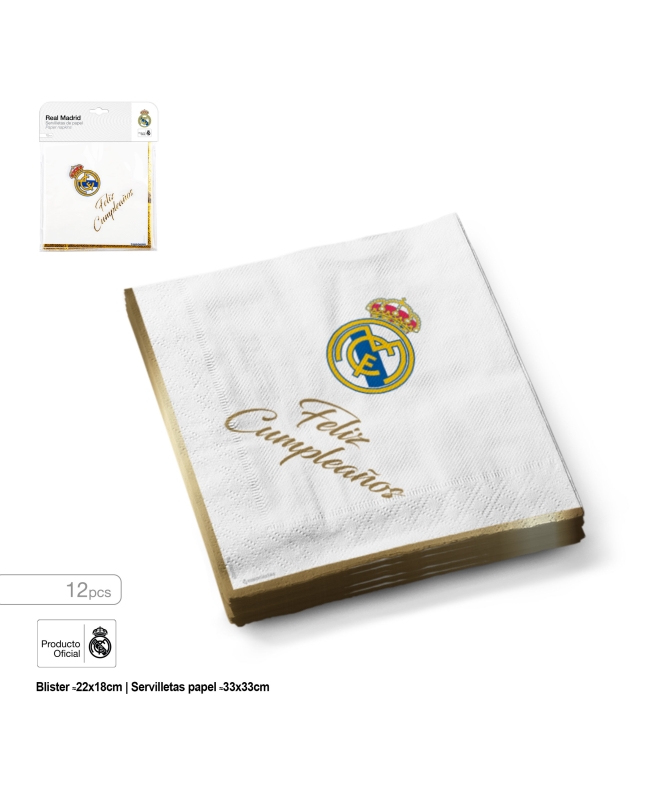 Servilletas Real Madrid F.Cumpleaños Oro ***OFERTA DTO NO ACUMULABLE