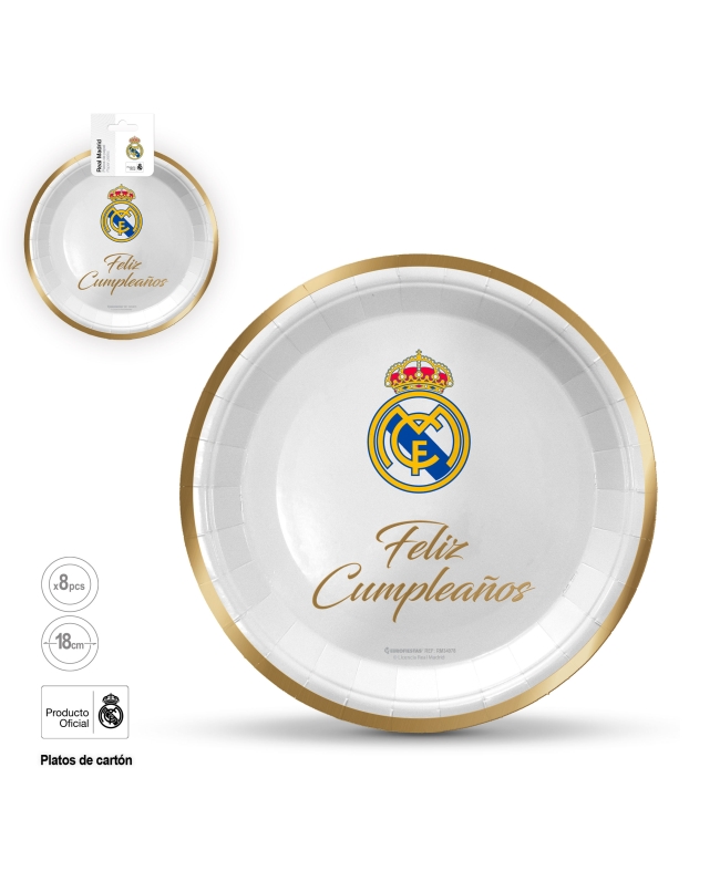 Platos R.Madrid Feliz Cumpleaños Oro 18cm ***OFERTA DTO NO ACUMULABLE