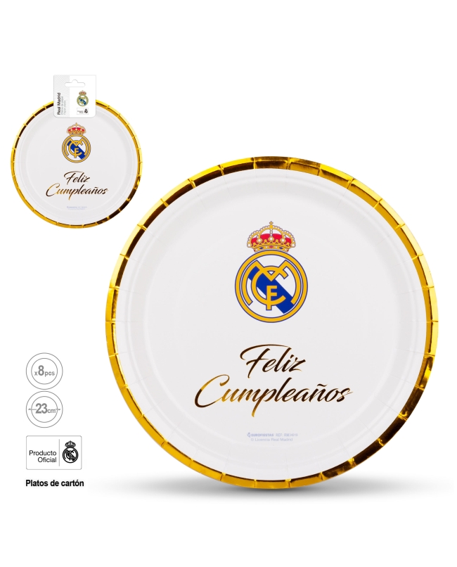 Platos Real Madrid F.Cumpleaños Oro 23cm ***OFERTA DTO NO ACUMULABLE