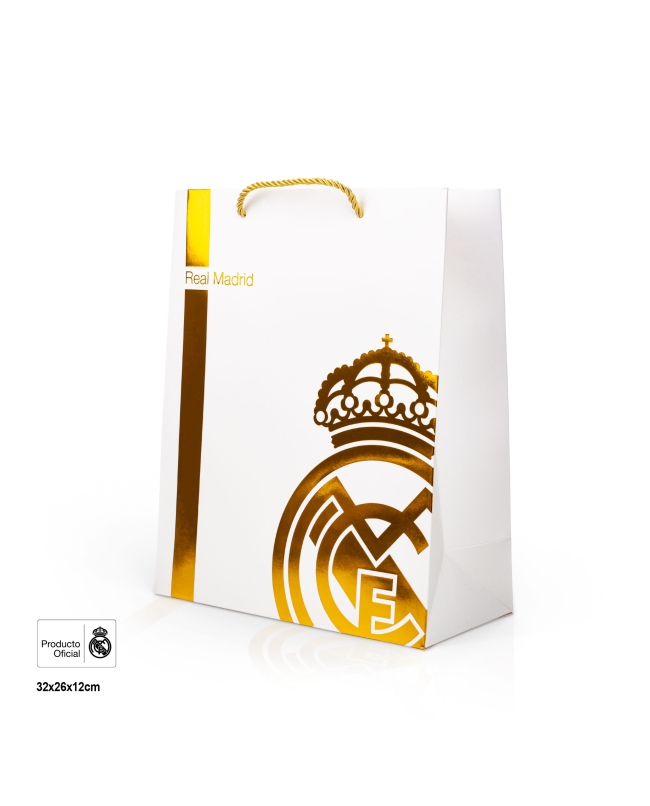 Bolsa Regalo Real Madrid Escudo Oro  26 X 12 X 2 Mediana ***OFERTA DTO NO ACUMULABLE