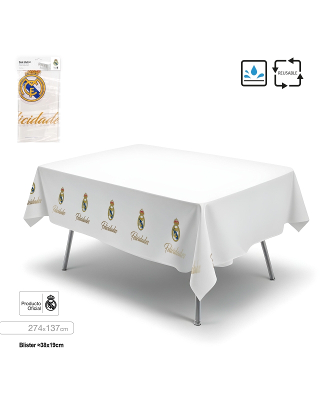 Mantel Real Madrid Felicidades Esc 270 X 134cm ***OFERTA DTO NO ACUMULABLE