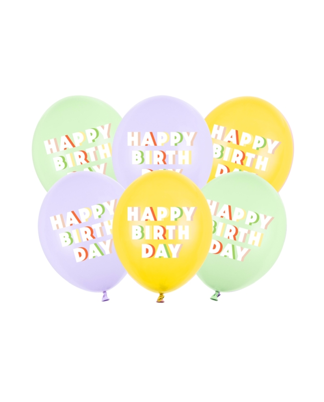 Globos Latex 30cm H.Bday Mix ***OFERTA DTO NO ACUMULABLE