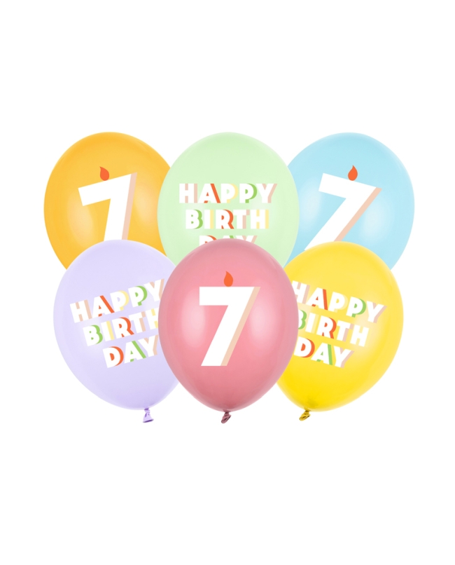 Globos Latex 30cm H.Bday 7 Mix ***OFERTA DTO NO ACUMULABLE