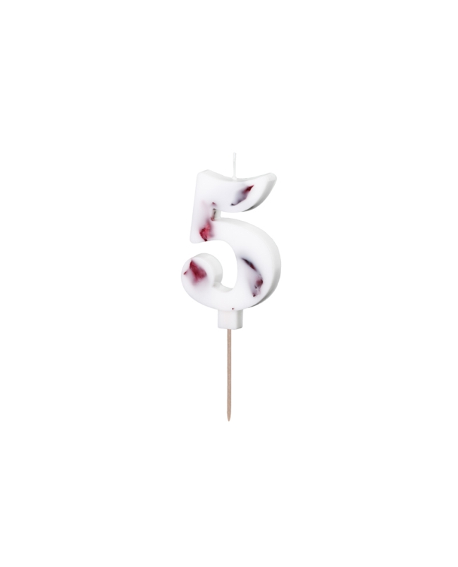 Vela Numero 5 Blanca Petalos 8cm ***OFERTA DTO NO ACUMULABLE