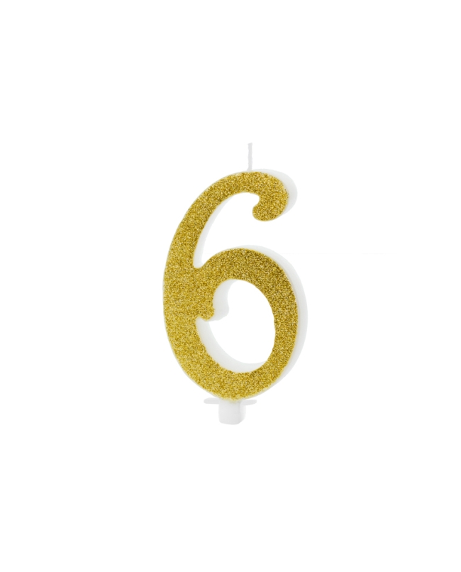 Vela Numero 6 Dorado 10cm ***OFERTA DTO NO ACUMULABLE