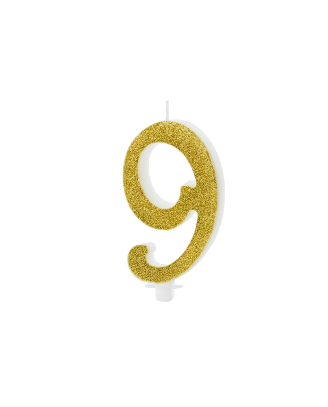 Vela Numero 9 Dorado 10cm ***OFERTA DTO NO ACUMULABLE