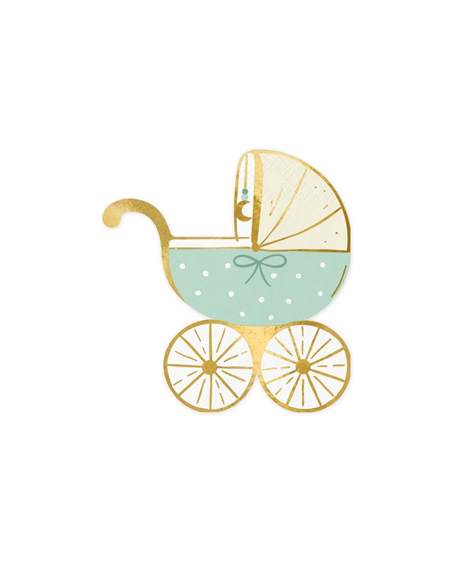 Servilletas Forma Cochecito Bebe Azul Tiffany 14 X 15cm ***OFERTA DTO NO ACUMULABLE