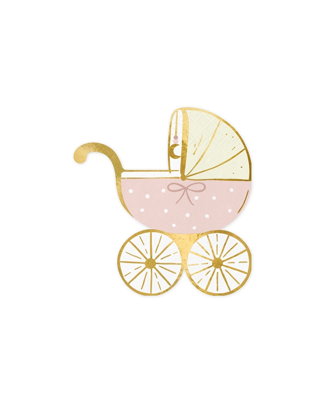 Servilletas Forma  Cochecito Bebe Rosa Claro 14 X 15cm ***OFERTA DTO NO ACUMULABLE