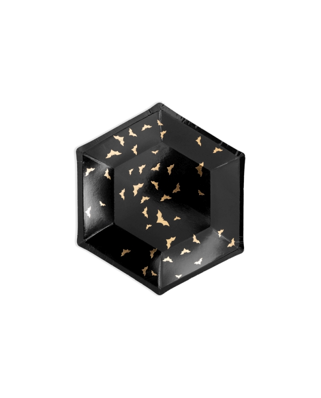 Platos 20cm Negro Murcielagos Oro ***OFERTA DTO NO ACUMULABLE
