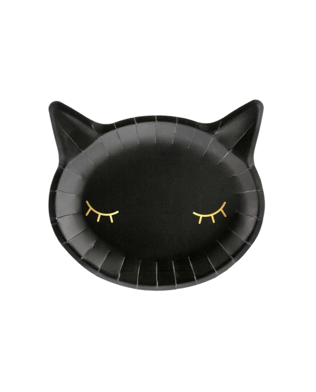 Platos Papel Forma Gato Negro 22X20cm ***OFERTA DTO NO ACUMULABLE