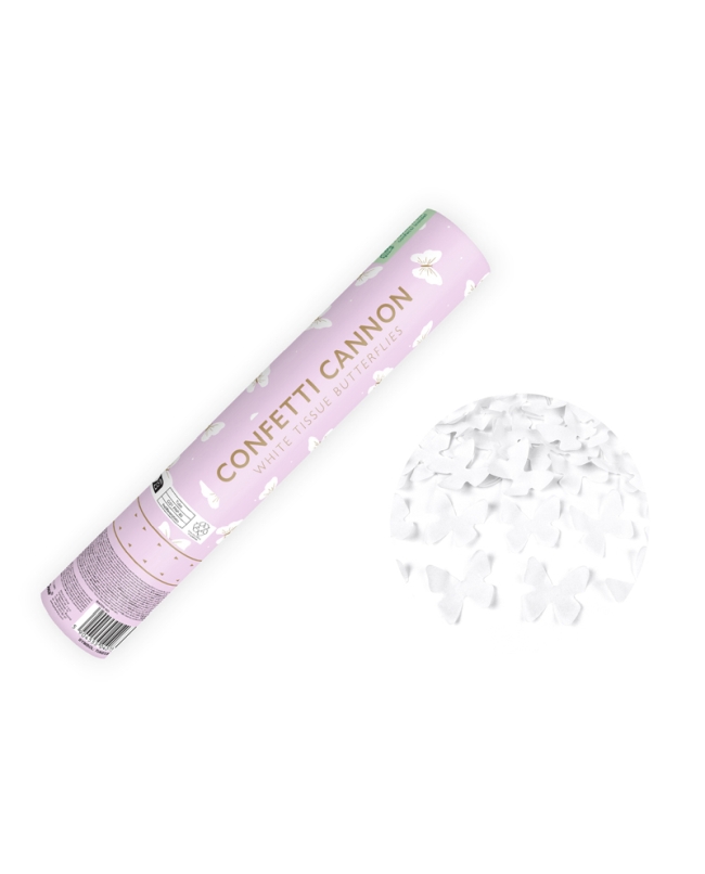 Cañon Confeti Mariposas Blanco 28cm ***OFERTA DTO NO ACUMULABLE