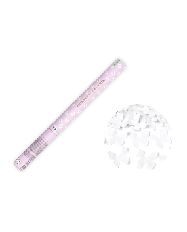 Cañon Confeti Mariposas Blanco 60cm ***OFERTA DTO NO ACUMULABLE