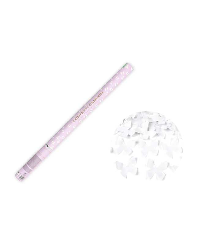 Cañon Confeti Mariposas Blanco 80cm ***OFERTA DTO NO ACUMULABLE
