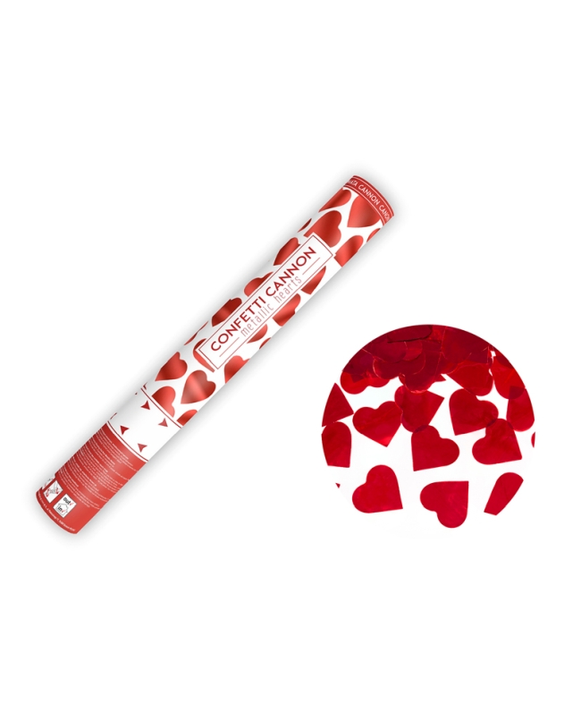 Cañon Confeti Corazones Rojos 40cm ***OFERTA DTO NO ACUMULABLE