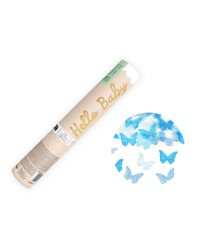 Cañon Confeti Mariposas Azules 20cm ***OFERTA DTO NO ACUMULABLE