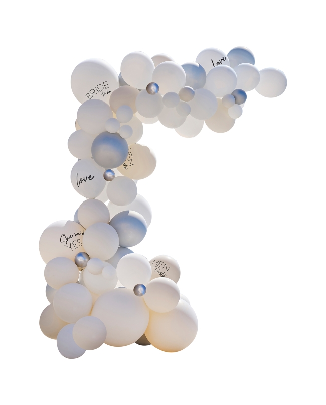 Kit Globos Latex Para Arco Blanco Y Plata Bride ***OFERTA DTO NO ACUMULABLE