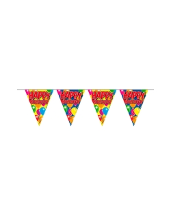 Banderin Globos Happy Bday Plastico 10m