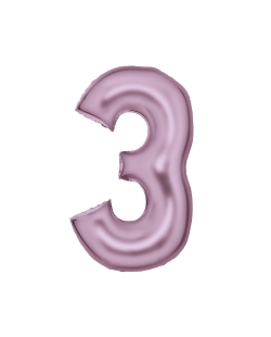 Forma Numero 3 Rosa Pastel Seda 86cm