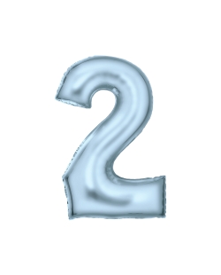 Forma Numero 2 Azul Pastel Seda 86cm