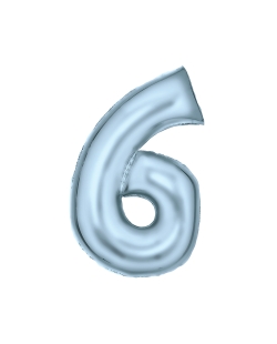 Forma Numero 6 Azul Pastel Seda 86cm