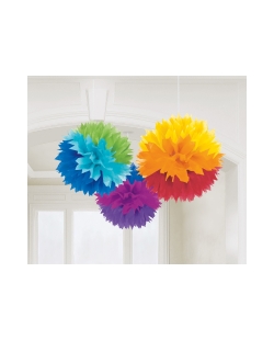 Decor. Colg. Pom Poms Multicolor Papel 40.6cm