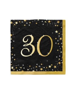 Servilletas 33X33cm Cumple Estrellado Oro 30