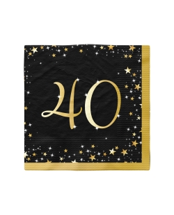 Servilletas 33X33cm Cumple Estrellado Oro 40