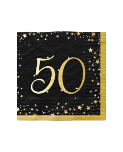 Servilletas 33X33cm Cumple Estrellado Oro 50