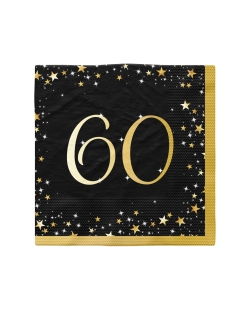 Servilletas 33X33cm Cumple Estrellado Oro 60
