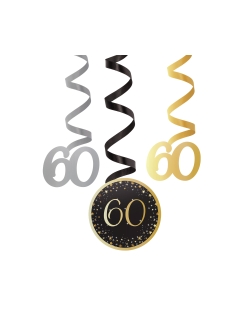 Decor. Colg. Espiral Cumple Estrellado Oro 60 61cm