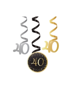 Decor. Colg. Espiral Cumple Estrellado Oro 40 61cm