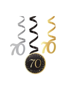 Decor. Colg. Espiral Cumple Estrellado Oro 70 61cm