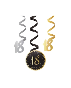 Decor. Colg. Espiral Cumple Estrellado Oro 18 61cm