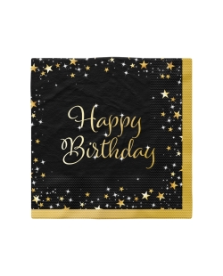 Chispas doradas de celebracion, servilletas de cumpleaños - papel de doble hoja 